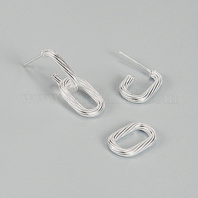 Винтажные серьги-гвоздики s925 из стерлингового серебра с закрученными овальными подвесками CB7127-1