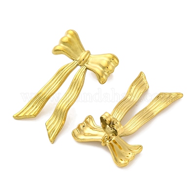 Серьги-гвоздики Bowknow из нержавеющей стали 304 с ионным покрытием (IP) EJEW-D281-14G-1