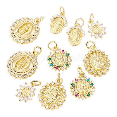 10 шт. 5 стиля латунные подвески с микропаве и кубическим цирконием KK-TA0002-40-1