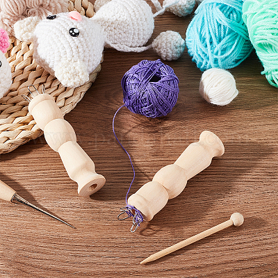 OLYCRAFT 3 Set French Knitter Spool Knitting Doll DIY Knitting Spool with  Needle Wooden Crochet Machine for Making Bracelets Necklaces Decorations