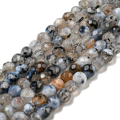 Brins de perles d'agate craquelée de feu naturel&nbsp;X-G-R344-4mm-24-1