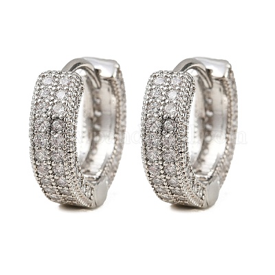 Латунные серьги-кольца из прозрачного кубического циркония EJEW-S277-09P-A-1