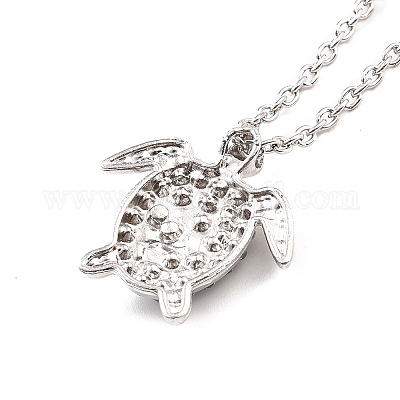 Ожерелье с подвеской в виде морских черепах с аквамарином и стразами для женщин NJEW-I113-02P-1