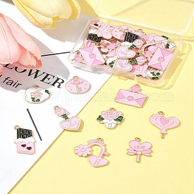 36 шт. 9 стиля подвески из сплава и эмали на тему Дня святого Валентина ENAM-FS0002-52-1