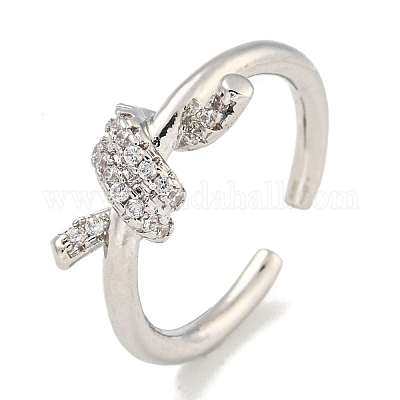 Стойки с покрытием из латуни микро-паве с кубическим цирконием и открытыми манжетами для женщин RJEW-I104-14P-1