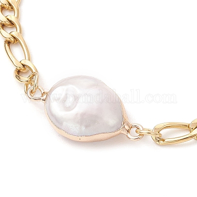 Браслеты из нержавеющей стали 304 с натуральным жемчугом Кеши BJEW-JB12156-1