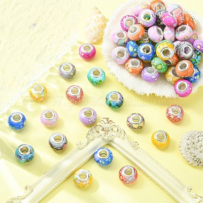 100шт 10 цвета непрозрачной смолы европейские бусины RPDL-CJ0001-07-1