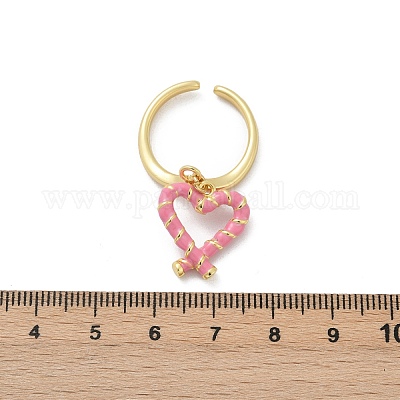 Латунные эмалевые регулируемые открытые манжеты для женщин RJEW-U057-06G-1