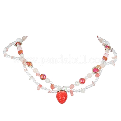 Кулон из полимерной клубники NJEW-FZ00004-12-1