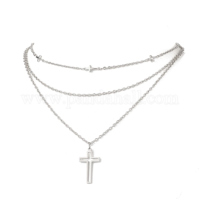 Подвеска-крест из нержавеющей стали 304 NJEW-JN05480-1