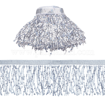 Отделка лентой с пайеткой и кисточкой длиной 10 м. OCOR-WH0078-162B-1