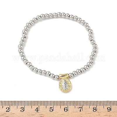 Браслеты с овальными подвесками из латуни BJEW-B148-03A-02-1