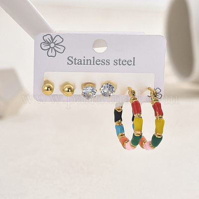 3 пара классических сережек из нержавеющей стали 201 SI9311-1