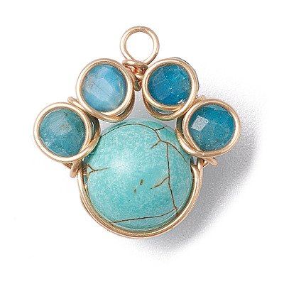 4 шт. 4 стиля подвески из граненых бусин из натуральных и синтетических смешанных драгоценных камней PALLOY-TA00168-01-1