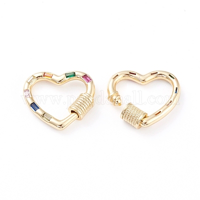 Латунь микропаве кубический цирконий винт карабин подвески с замком ZIRC-L093-61G-1