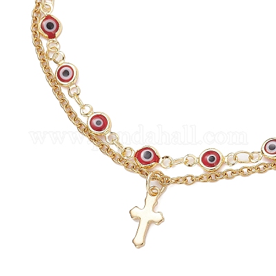 3 шт. 3-цветные многослойные браслеты ручной работы с элементами лэмпворка от сглаза BJEW-JB12213-1