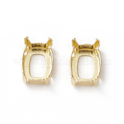 Прямоугольная латунная пришивка на зубцах KK-N0084-A05-6x8G-1