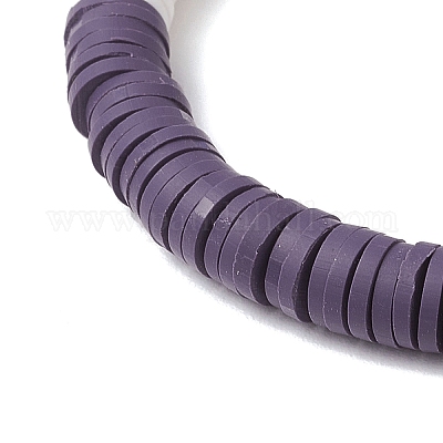 Плоские круглые браслеты ручной работы из полимерной глины heishi с бусинами BJEW-JB11802-01-1