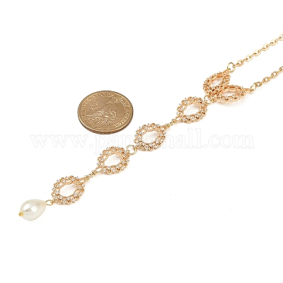 Латунная микропаве прозрачный кубический цирконий овальная цепочка y ожерелья NJEW-JN05316-1