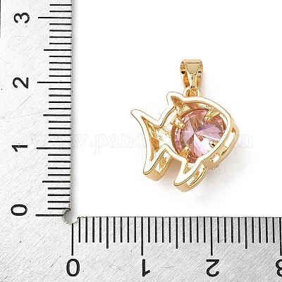 Подвески-рыбки из латуни с микропаве из кубических цирконий KK-Z136-49G-02-1