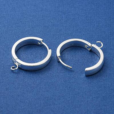 201 фурнитура для сережек-колец Huggie Hoop из нержавеющей стали STAS-A167-01V-S-1