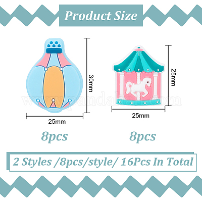 16 шт. 2 вида бусин из пищевого силикона в виде карусели/воздушного шара SIL-GO0001-17-1