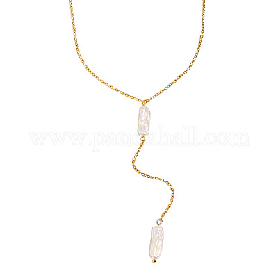 Длинные ожерелья-палочки из натурального жемчуга Кеши для женщин из нержавеющей стали SV1483-1