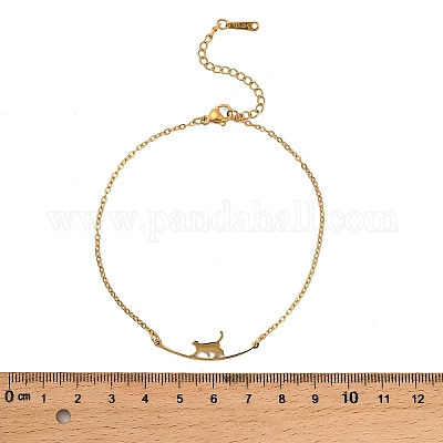 Браслеты на ногу в форме кошки из нержавеющей стали 304 для женщин&nbsp;LS-AJEW-G068-01G-1