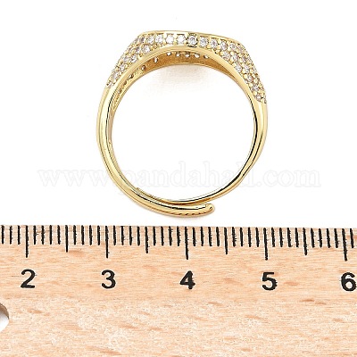 Манжеты из латуни с микро паве кубический цирконий для женщин RJEW-A069-13G-03-1