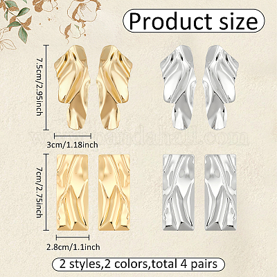 4 пара серег-гвоздиков из сплава 4 стилей со штифтами из нержавеющей стали 304 EJEW-AN0004-61-1