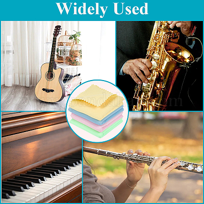 8 шт. 4-х цветная салфетка из микрофибры для чистки музыкальных инструментов AJEW-CN0004-28-1