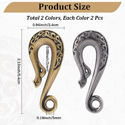 4 шт. двухцветных S-образных застежек из сплава&nbsp;FIND-CP0003-48-1