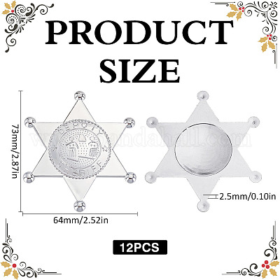 六芒星プラスチックカボション12個  銀  73x64x2.5mm&nbsp;AJEW-MA0001-18S-1