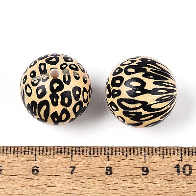 Круглые бусины из АБС-пластика с леопардовым принтом&nbsp;SACR-T017-75A-02-1