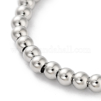 Регулируемые латунные браслеты-слайдеры с круглыми бусинами BJEW-D039-31A-P-1