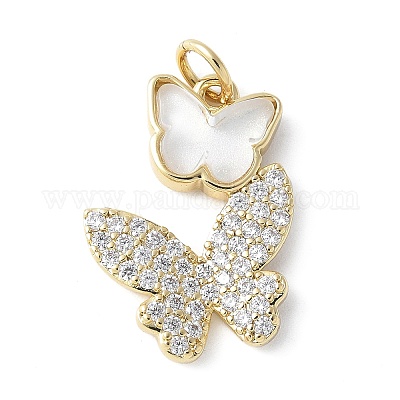 Подвески из латуни микропаве с фианитами и стеклом KK-F892-49G-1