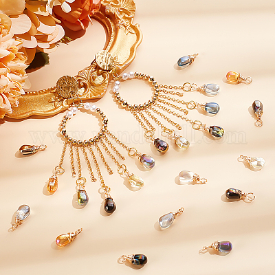 60шт 10 цветные стеклянные подвески PALLOY-AB00260-1