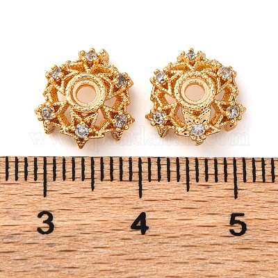 Колпачки для бусин из прозрачного кубического циркония из латуни KK-K378-46B-G-1