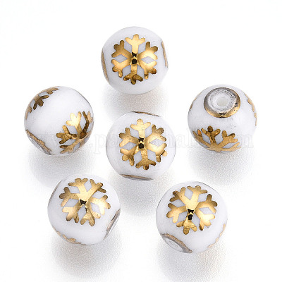 Рождественские непрозрачные стеклянные бусины X-EGLA-R113-01C-1