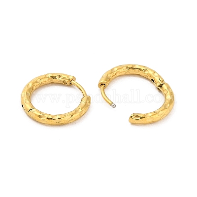 Серьги-кольца Huggie Hoop из текстурированной нержавеющей стали 304 с ионным покрытием (IP) EJEW-G374-02C-G-1