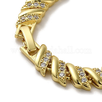 Браслеты-цепочки из латуни с микро-паве и прозрачным фианитом для женщин KK-R158-15G-1