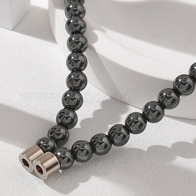 Ожерелья из синтетических немагнитных гематитовых бусин диаметром 6 мм NJEW-R020-10-1