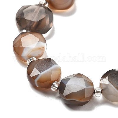 Нити окрашенных и нагретых бусин из натурального агата с полосками G-C116-A83-01-1