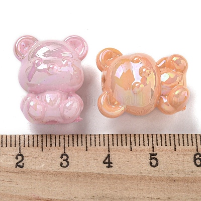 Светящиеся УФ-покрытием радужные непрозрачные акриловые бусины OACR-E041-20-1