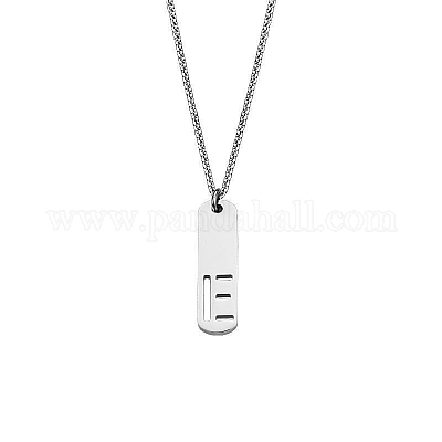 Прямоугольные ожерелья из нержавеющей стали 304 с вырезанными лазером инициалами FS-WG71FEF-09-1