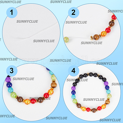 Набор для самостоятельного изготовления браслета из круглых бусин из натуральных и синтетических смешанных драгоценных камней DIY-SC0024-65-1