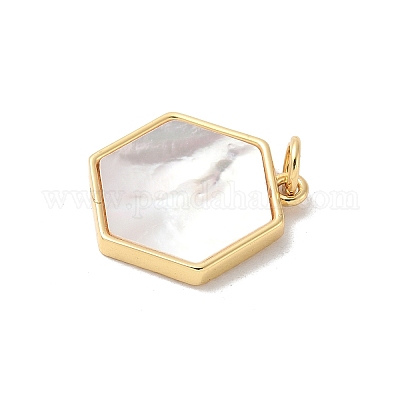 Подвески из латуни с натуральными белыми ракушками KK-S522-05H-G-1