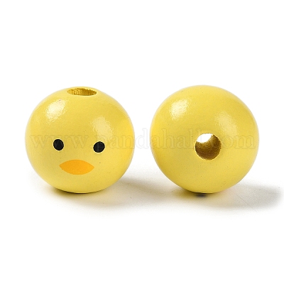 Деревянные европейские бусины с принтом на тему животных WOOD-M013-01E-1