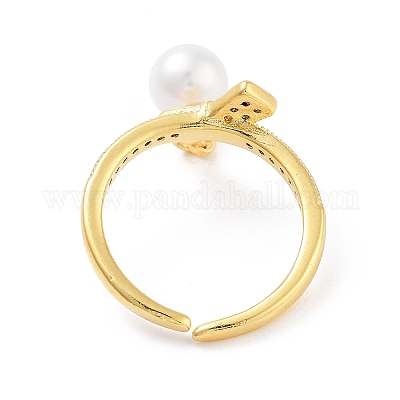 Открытые манжеты с бантом из латуни с прозрачным фианитом RJEW-L120-004G-1