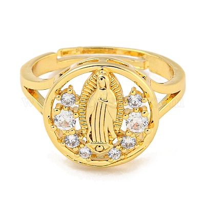 Плоские круглые с отделкой из латуни с микропаве и кубическим цирконием RJEW-I105-04G-01-1